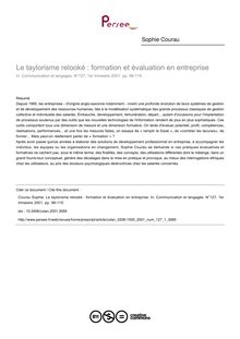 Le taylorisme relooké : formation et évaluation en entreprise - article ; n°1 ; vol.127, pg 96-115