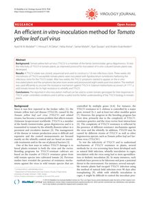 An efficient in vitro-inoculation method for Tomato yellow leaf curl virus