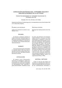 CONDUCCIÓN ZOOTÉCNICA DEL TUPINAMBIS TEGUIXIN Y ANÁLISIS ECONÓMICO DE LA ACTIVIDAD (PRODUCTION MANAGEMENT OF TUPINAMBIS TEGUIXIN AND ITS ECONOMIC ANALYSIS)