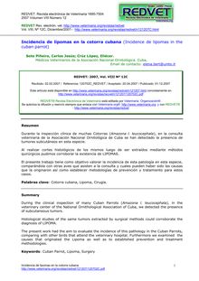 Incidencia de lipomas en la cotorra cubana (Incidence de lipomas in the cuban parrot)
