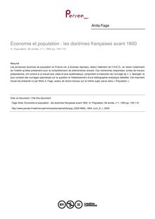 Economie et population : les doctrines françaises avant 1800 - article ; n°1 ; vol.9, pg 105-110