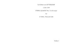 Partition parties complètes, corde quatuor No. 5 en E Flat, Dittersdorf, Carl Ditters von