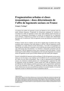Fragmentation urbaine et chocs économiques : deux déterminants de l offre de logements sociaux en France
