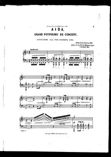 Partition complète, Grand Potpourri de Concert on Aida, Op.215, Blake, Charles Dupee