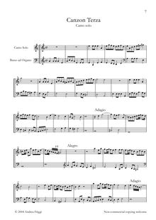 Partition complète, Canzon Terza Canto solo, Frescobaldi, Girolamo
