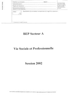 Vie sociale et professionnelle (VSP) 2002 Décolletage BEP - Productique mécanique