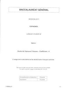 Sujet du bac L 2011: Espagnol LV2