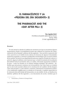 El Farmacéutico y la «Píldora del Día Siguiente» (I). (The Pharmacist and the «Day After Pill» (I))