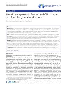 Health care systems in Sweden and China: Legal and formal organisational aspects