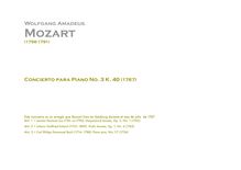 Partition Orchestral Score, Piano Concerto No.3, D major, Mozart, Wolfgang Amadeus