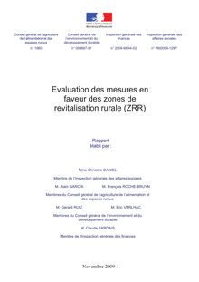 Evaluation des mesures en faveur des zones de revitalisation rurale (ZRR)