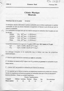 Chimie physique minérale 1994 Tronc Commun Université de Technologie de Belfort Montbéliard