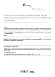Première contribution à l étude palynologique des spectres récents dans les vases salées des estuaires picards (Somme et Pas-de-Calais) - article ; n°1 ; vol.17, pg 35-39