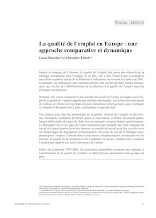 La qualité de l emploi en Europe : une approche comparative et dynamique - article ; n°1 ; vol.410, pg 47-69