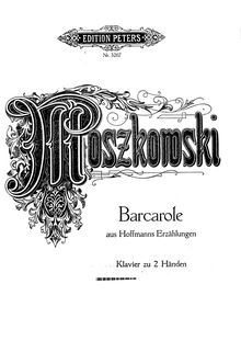 Partition complète, Barcarolle from Tales of Hoffman, Moszkowski, Moritz