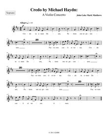 Partition sopranos, Credo by Michael Haydn: A violon Concerto, D major