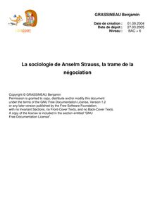 La sociologie de Anselm Strauss, la trame de la négociation 