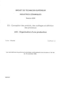 Organisation d une production 2006 BTS Industries céramiques