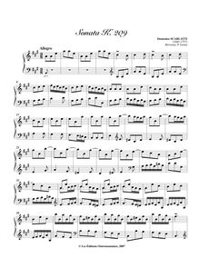 Partition Sonata K.209, 100 clavier sonates, Scarlatti, Domenico