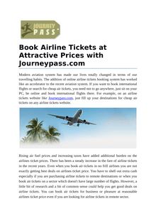 Book Airline Tickets at Attractive Prices with Journeypass.com