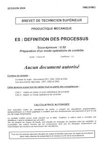 Btsprodu preparation d un mode de controle  mise en place d un suivi statistique de production 2004