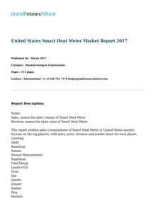 United States Smart Heat Meter Market Report 2017 