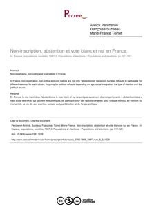 Non-inscription, abstention et vote blanc et nul en France. - article ; n°3 ; vol.5, pg 511-521