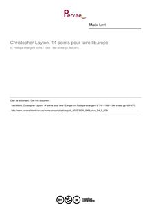 Christopher Layton. 14 points pour faire l Europe  ; n°5 ; vol.34, pg 668-670