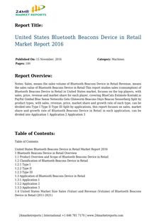 United States Bluetooth Beacons Device in Retail Market Report 2016 