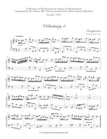 Partition Voluntary 5 en C major (Anonymous), Collection of Bénévoles pour orgue ou clavecin, composed by Dr. Green, Mr. Travers et several other eminent Masters