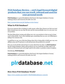PLR Database Review - 80% Discount and $26,800 Bonus