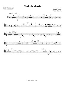 Partition Alto Trombone, Marcia turchesca, Turkish March, C major