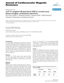 2137 T1-weighted 3D dark blood TSE for carotid artery disease imaging – preliminary experience