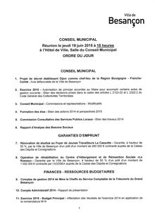 Ordre du jour du conseil municipal du 18 juin 2015