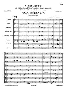 Partition complète, 6 menuets, Mozart, Wolfgang Amadeus par Wolfgang Amadeus Mozart