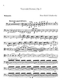 Partition violoncelles, pour Voyevoda, Воевода (Voyevoda), Tchaikovsky, Pyotr