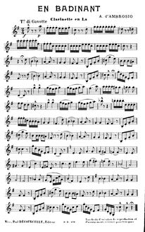 Partition clarinette (A), En Badinant, E Major, D Ambrosio, Alfredo