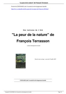 "La peur de la nature" de François Terrasson
