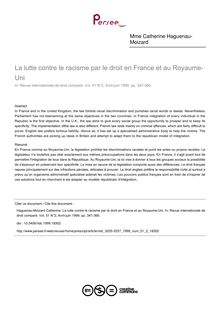 La lutte contre le racisme par le droit en France et au Royaume-Uni - article ; n°2 ; vol.51, pg 347-366