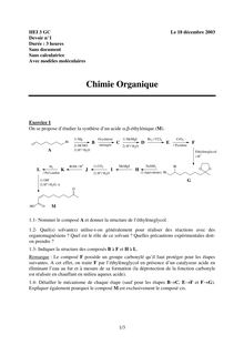 HEI chimie organique 2004 chimie partiel