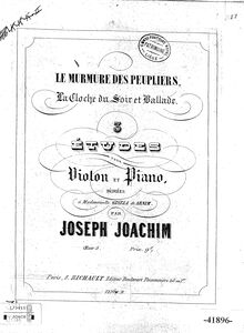 Partition de violon, 3 Etudes, Joachim, Joseph