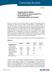 Alstom : résultats annuels 2013/14