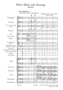 Partition complète, Introduktion Wein, Weib und Gesang, par Johann Strauss Jr.