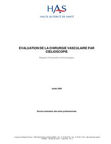 Evaluation de la chirurgie vasculaire par coelioscopie - Rapport chirurgie vasculaire par coelioscopie