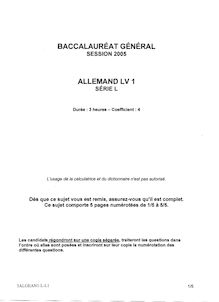 Allemand LV1 2005 Littéraire Baccalauréat général