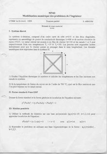 UTBM 1999 mn41 modelisation numerique des problemes de l ingenieur        1 les bases        genie mecanique et conception semestre 2 partiel