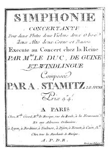 Partition cor 1, 2 (G), Simphonie concertante No.2, G major, Stamitz, Anton