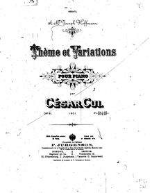 Partition Title page of original edition, Theme et Variations, Thème et variations