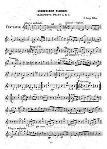 Partition clarinette 1, 2 (B♭, C), Schweizer Scenen, Fantaisie, G major par Carl Leopold Böhm