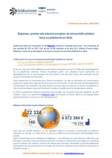 Babyloan, premier site internet européen de microcrédit solidaire lance sa plateforme en Italie.